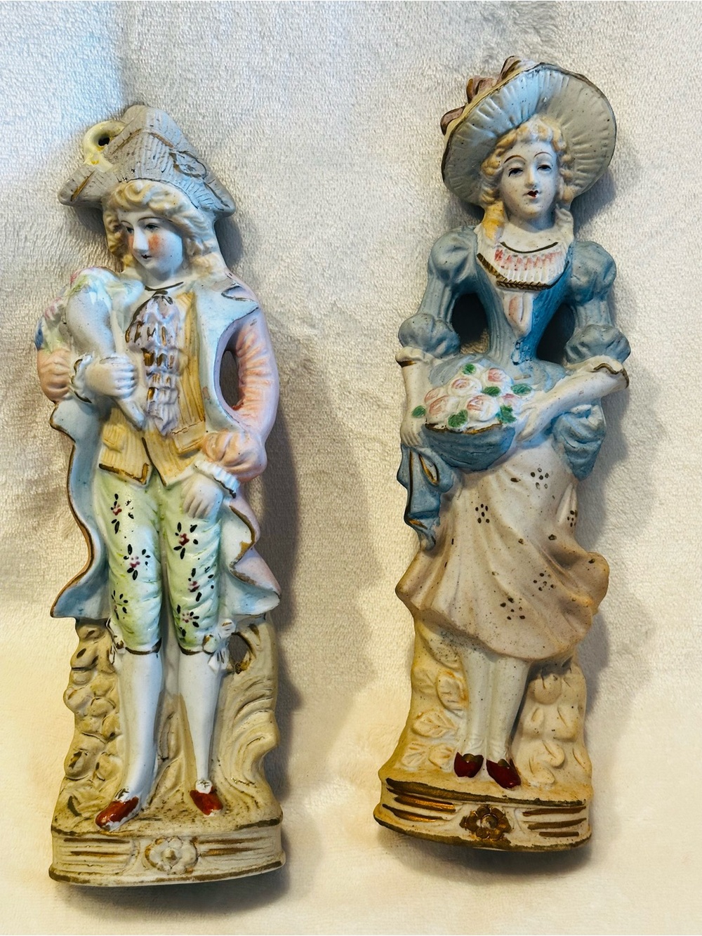 Vtg Victorian Couple Bisque Pastels Occupied Japan 10" Collectible Porcelain